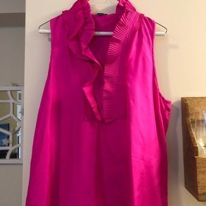 Jcrew ruffle neck shirt hot pink